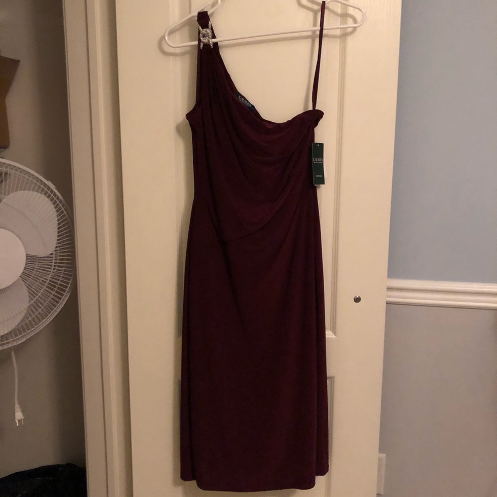 Ralph Lauren Plum one shoulder dress